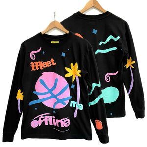 Market Meet Me Offline Graphic Tee Mens Size Small Puff Print Trippy Crewneck